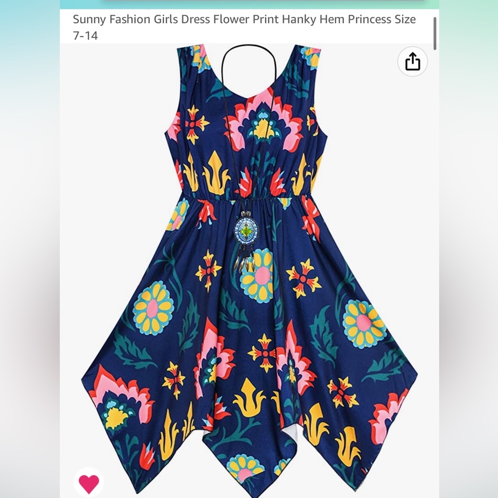 Flower print hanky hem navy floral dress.